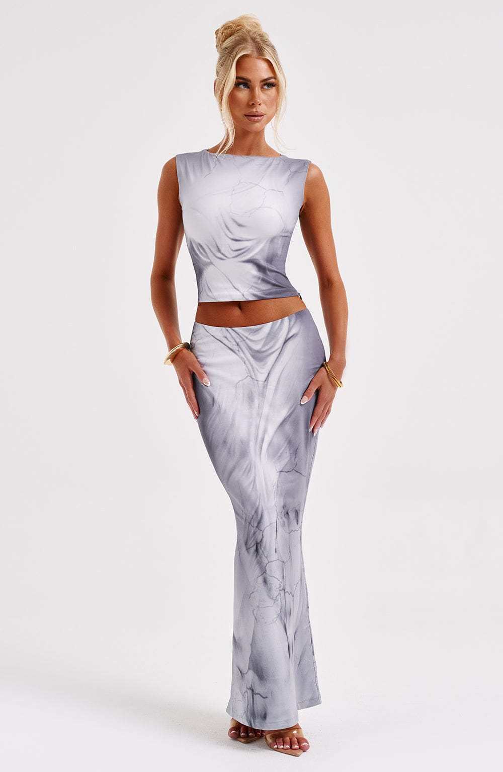 Charmayne Top - Grey Body Print-My Top Dress.All Rights Reserved