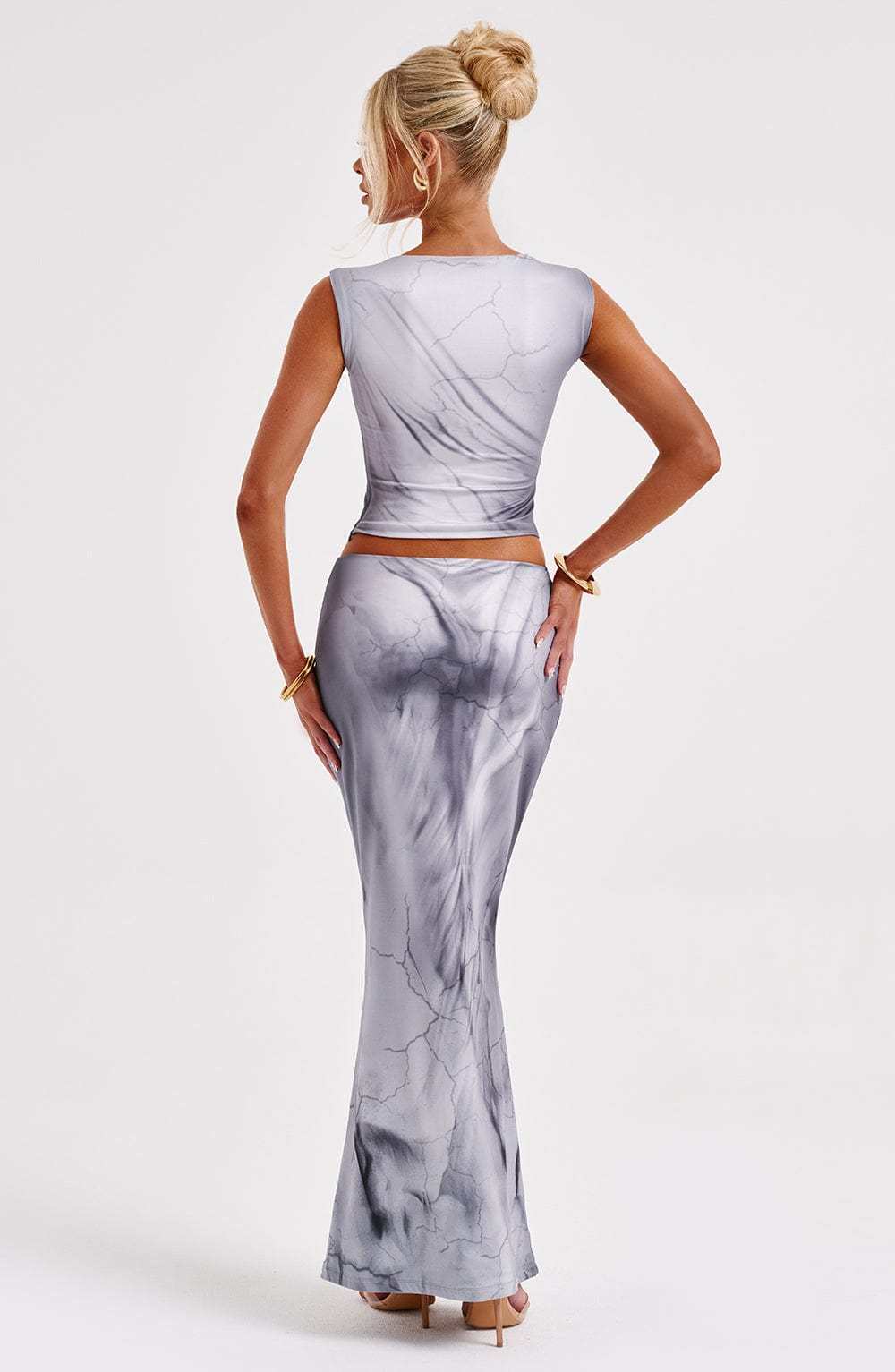 Charmayne Top - Grey Body Print-My Top Dress.All Rights Reserved