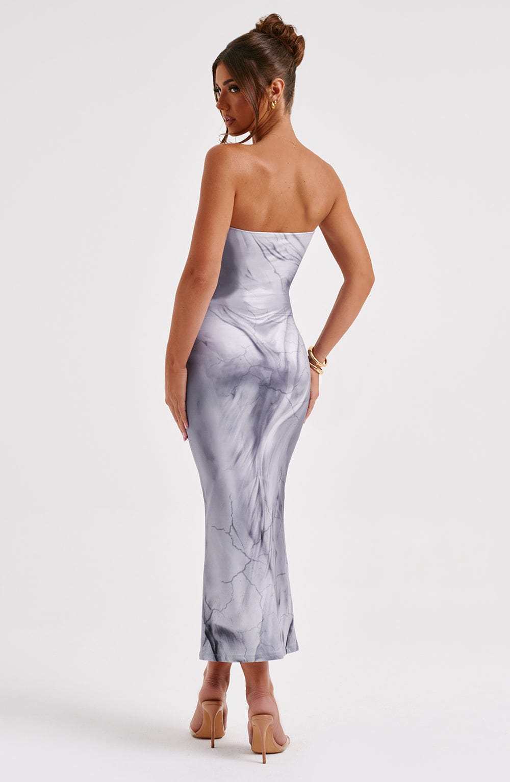 Charmayne Midi Dress - Grey Body Print-My Top Dress.All Rights Reserved