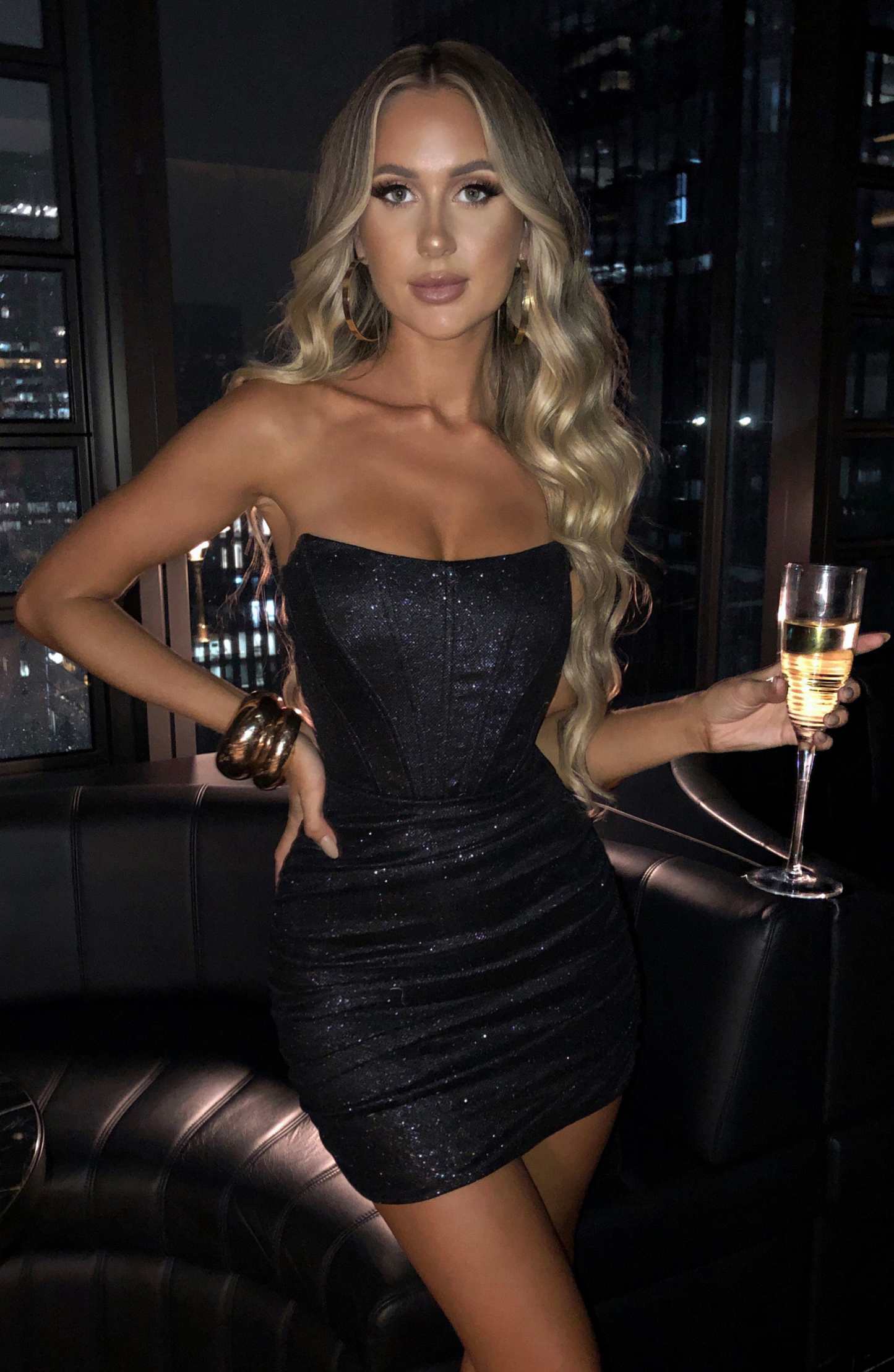 Cindy Mini Dress - Black Glitter-My Top Dress.All Rights Reserved