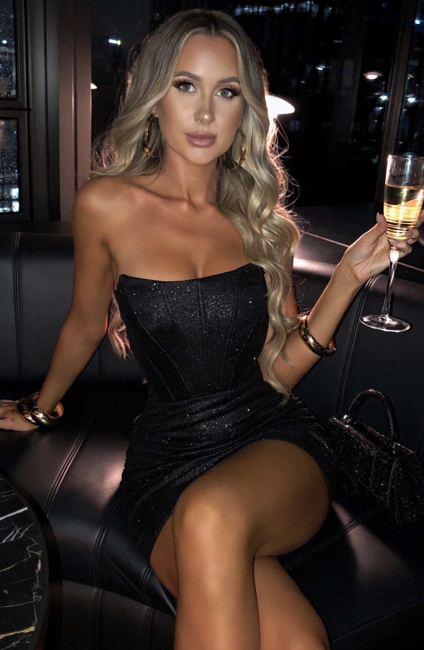 Cindy Mini Dress - Black Glitter-My Top Dress.All Rights Reserved