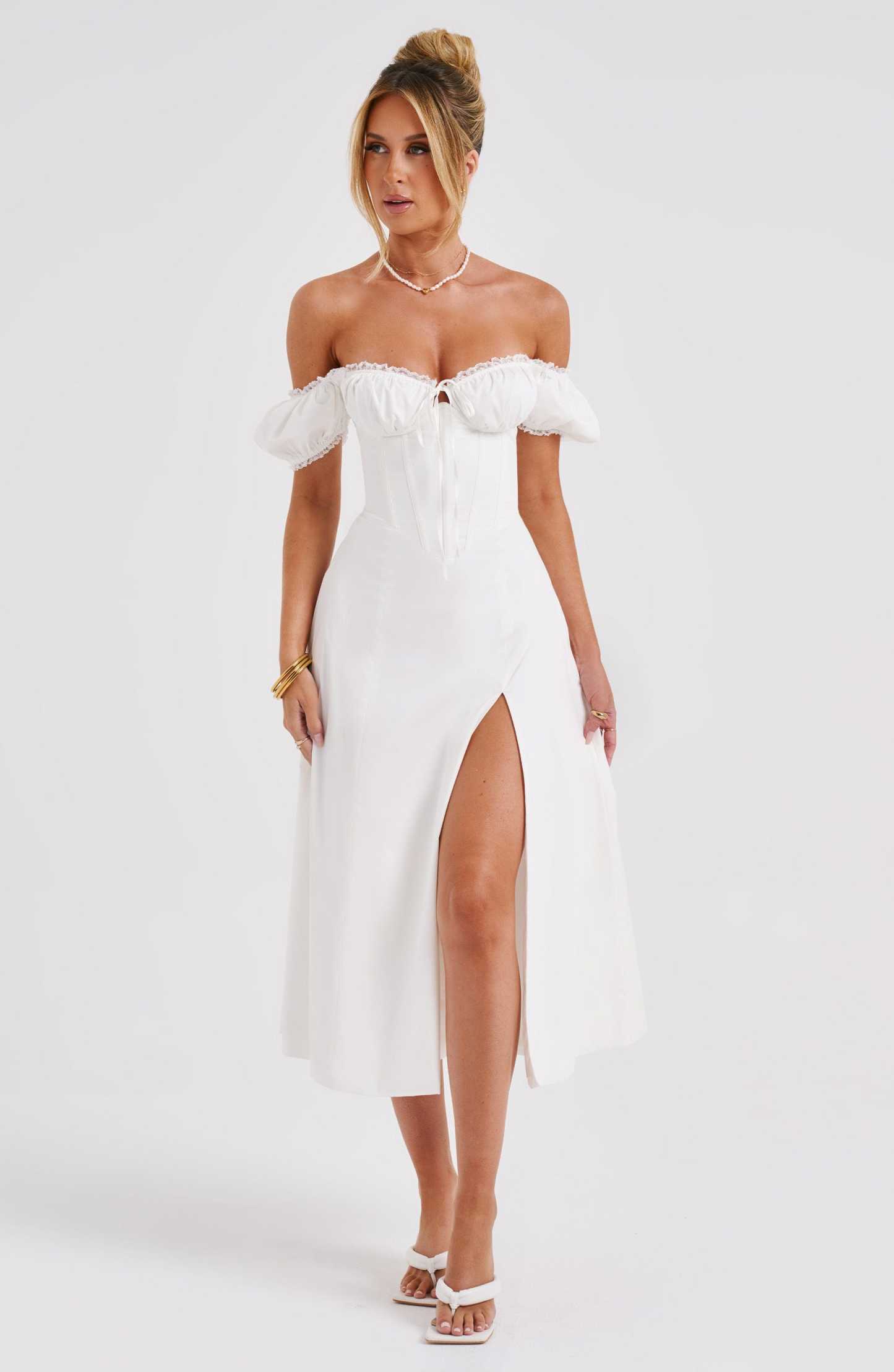 Courtney Midi Dress - Ivory-My Top Dress.All Rights Reserved