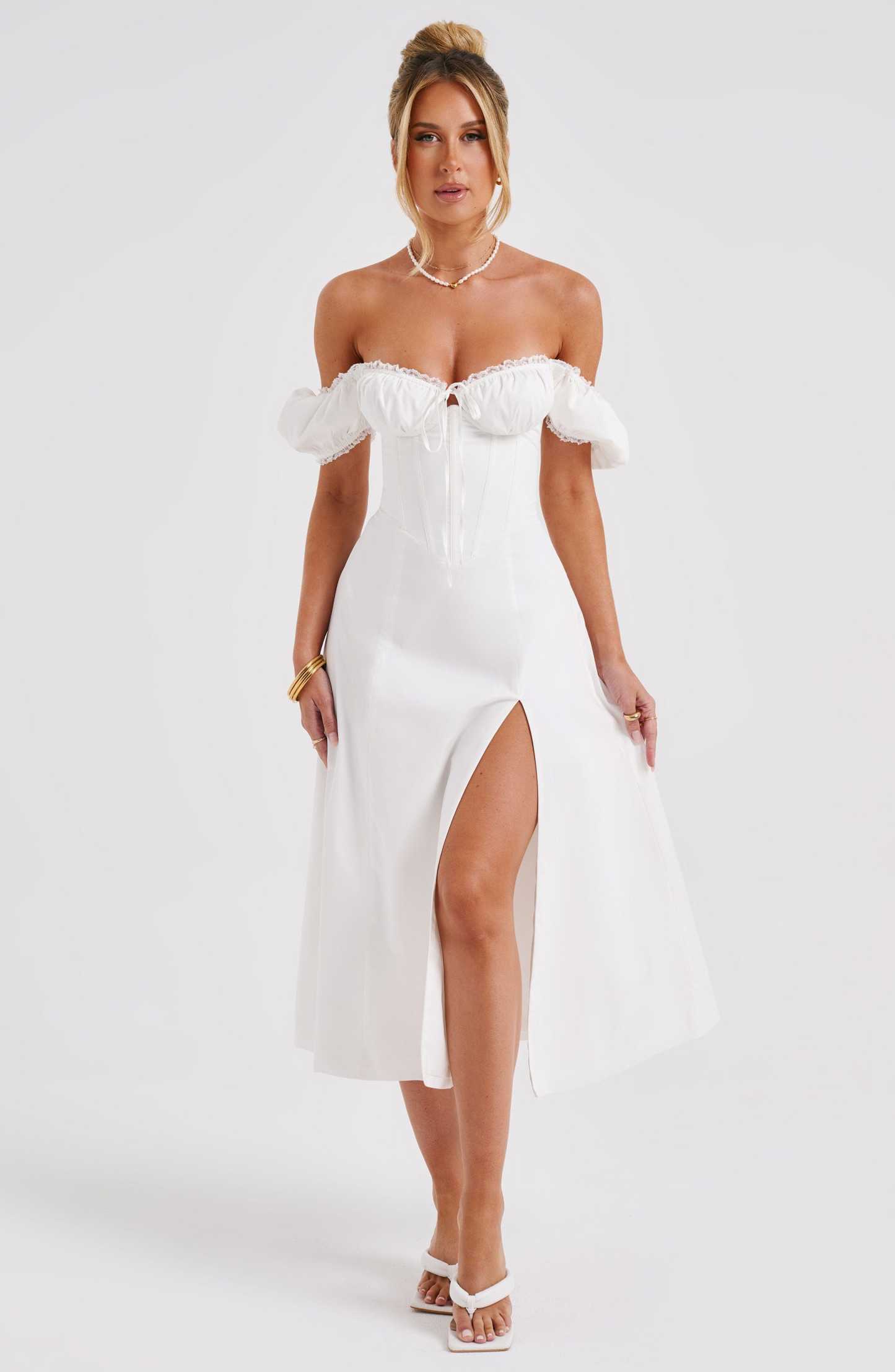 Courtney Midi Dress - Ivory-My Top Dress.All Rights Reserved
