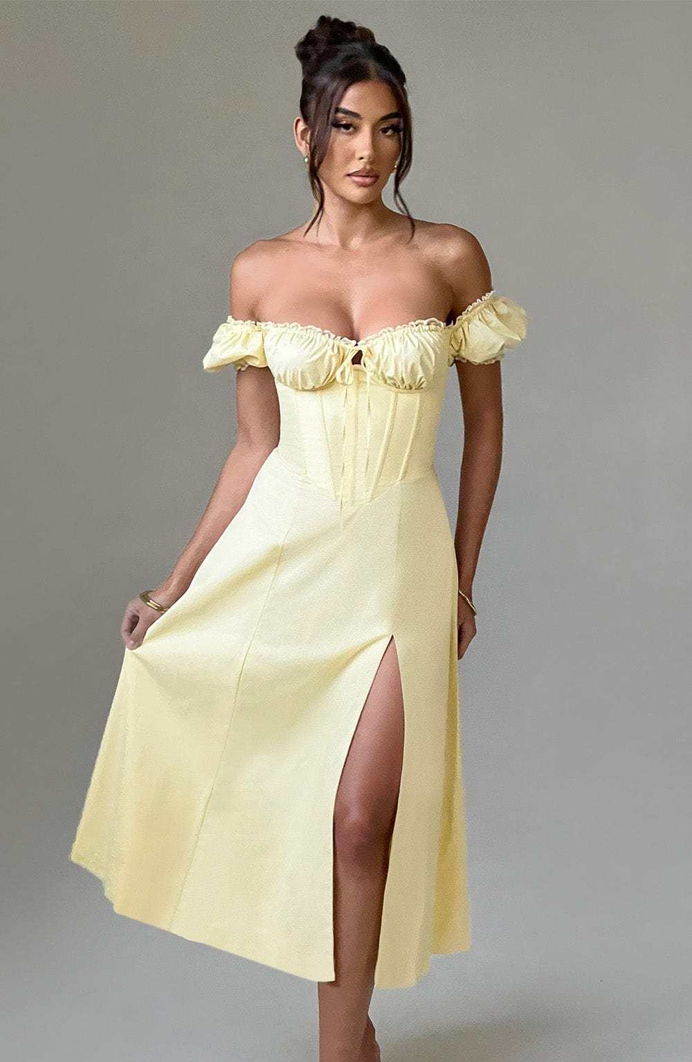 Courtney Midi Dress - Lemon-My Top Dress.All Rights Reserved