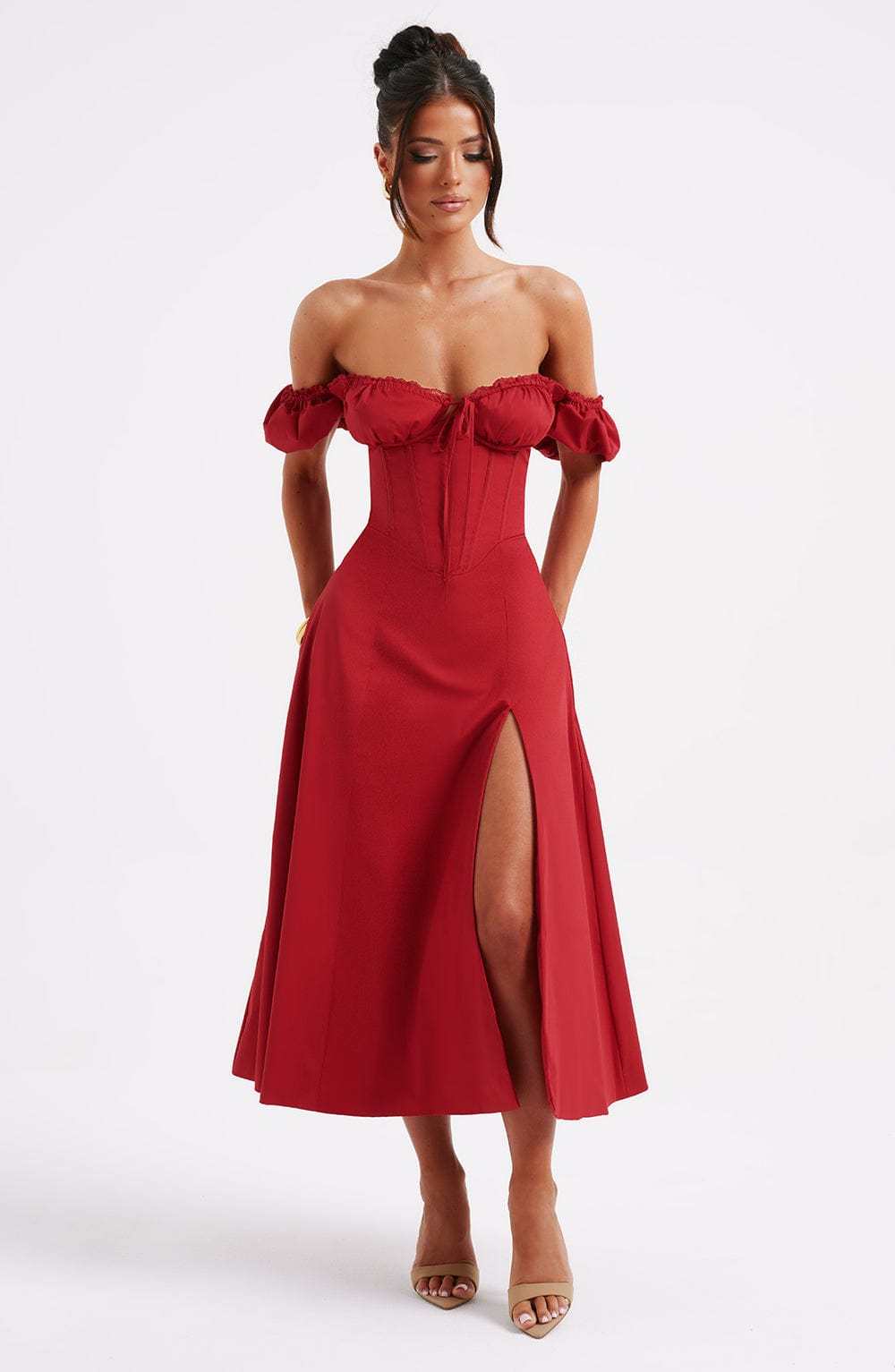 Courtney Midi Dress - Red-My Top Dress.All Rights Reserved