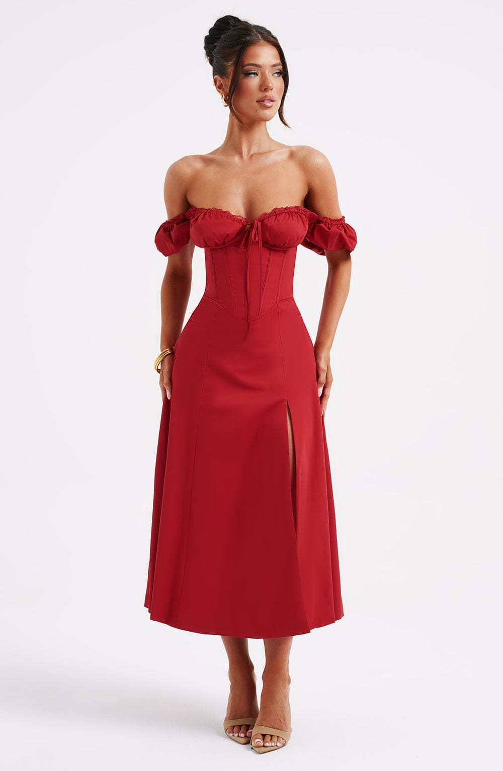 Courtney Midi Dress - Red-My Top Dress.All Rights Reserved