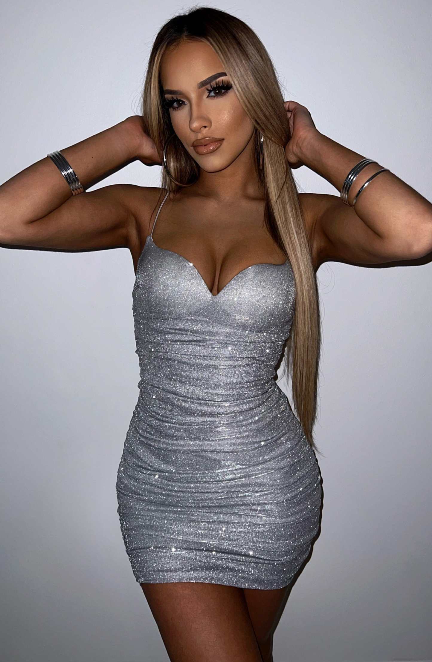 Dayna Mini Dress - Silver Sparkle-My Top Dress.All Rights Reserved