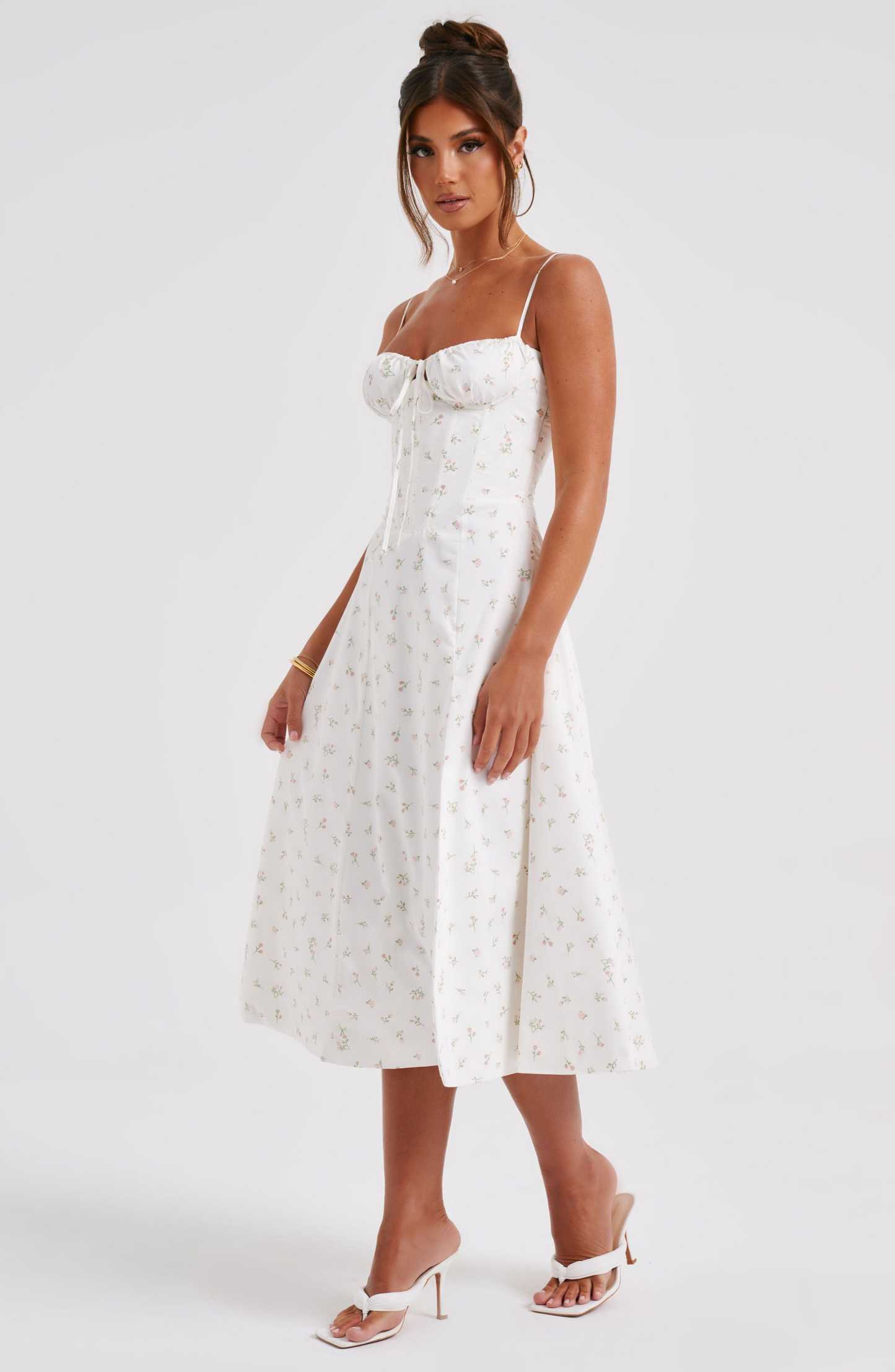 Deanna Midi Dress - Blush Floral Print-My Top Dress.All Rights Reserved