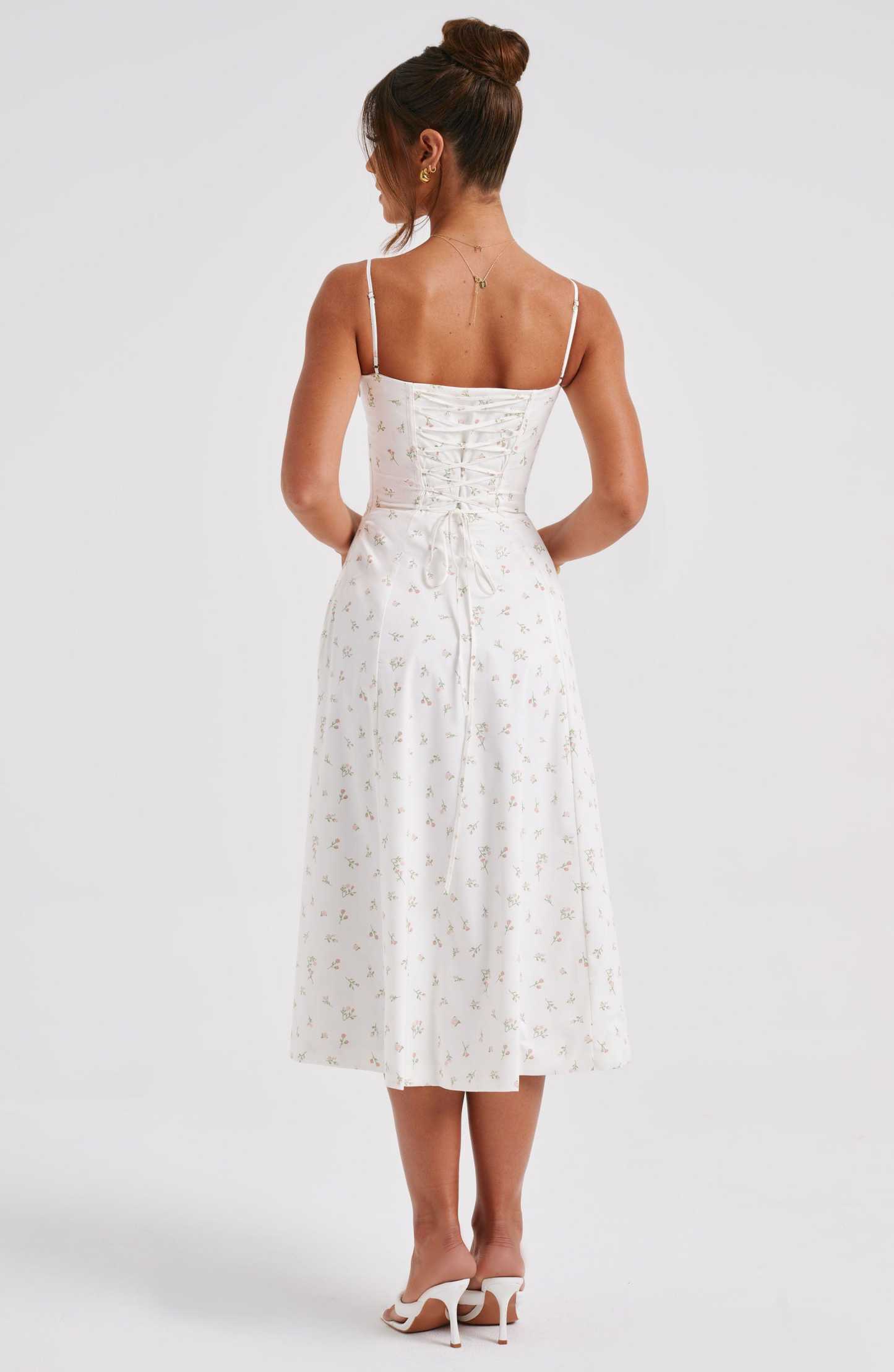 Deanna Midi Dress - Blush Floral Print-My Top Dress.All Rights Reserved