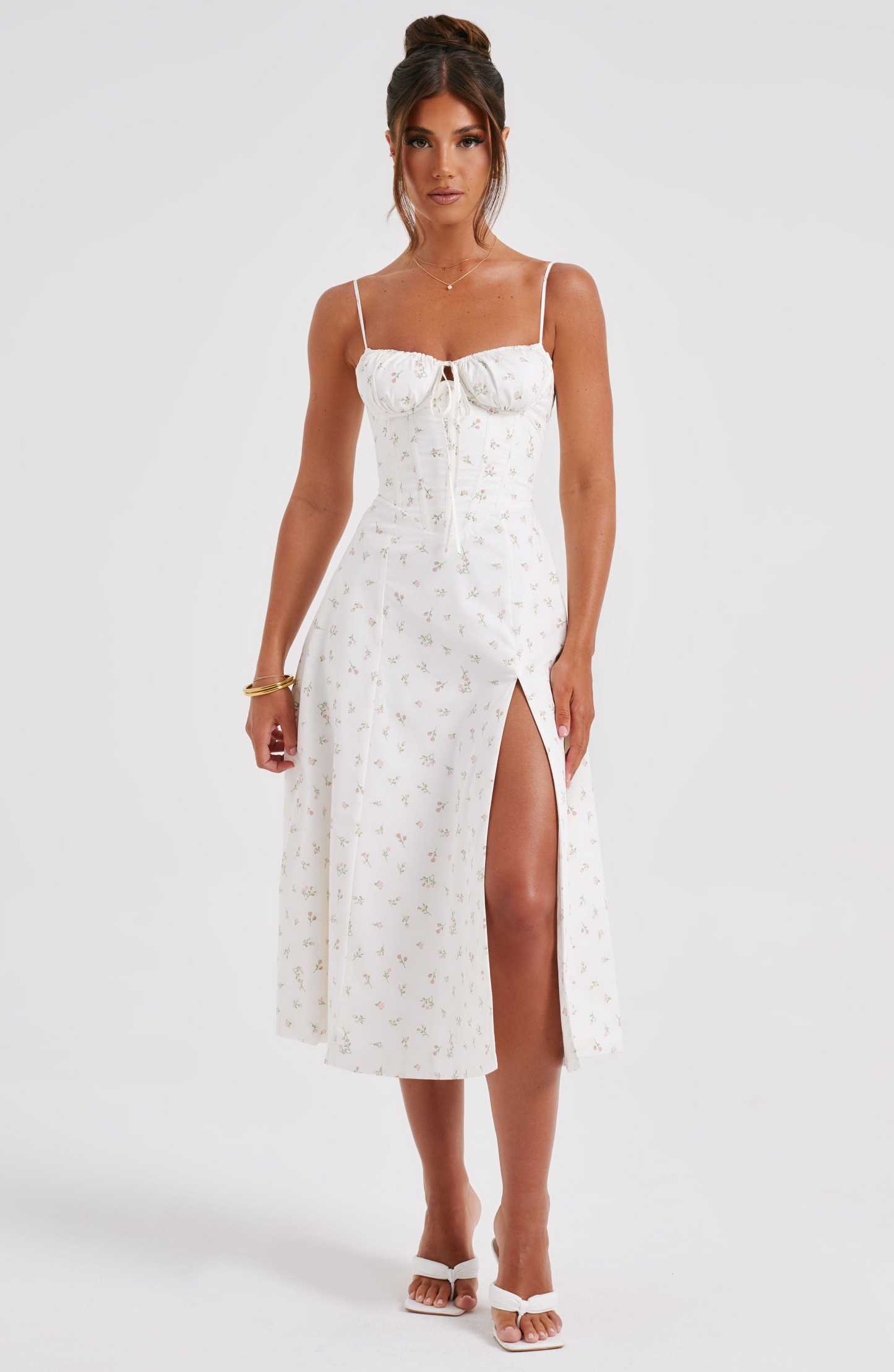 Deanna Midi Dress - Blush Floral Print-My Top Dress.All Rights Reserved
