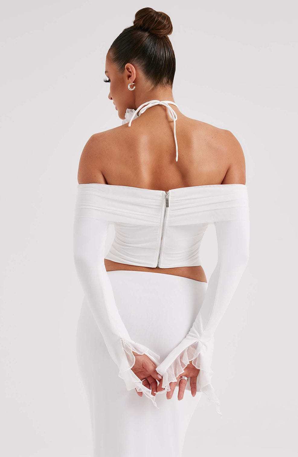 Tilli Floral Neck Tie - Ivory-My Top Dress.All Rights Reserved