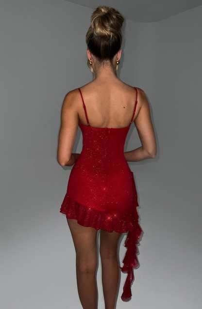 Dixie Mini Dress - Red Sparkle-My Top Dress.All Rights Reserved