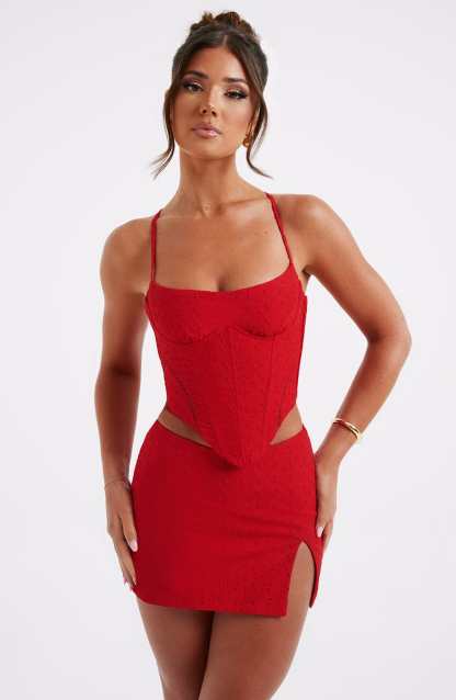 Erika Mini Skirt - Red-My Top Dress.All Rights Reserved