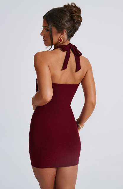 Fallon Mini Dress - Burgundy-My Top Dress.All Rights Reserved