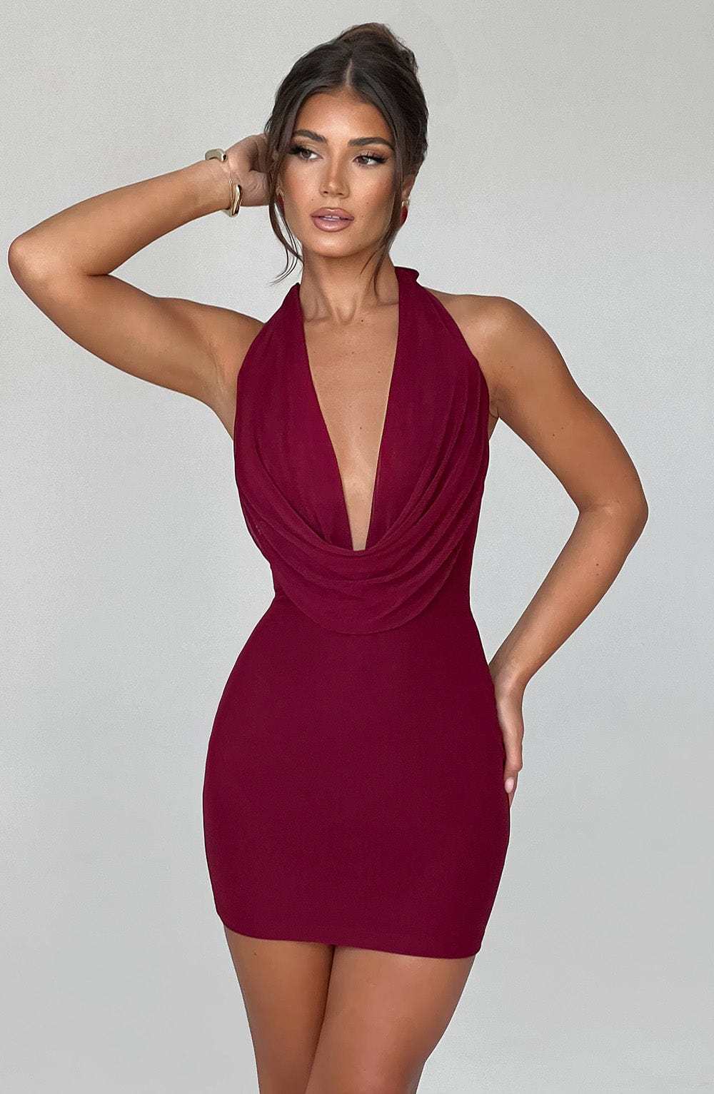 Fallon Mini Dress - Burgundy-My Top Dress.All Rights Reserved