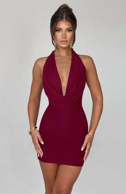 Fallon Mini Dress - Burgundy-My Top Dress.All Rights Reserved