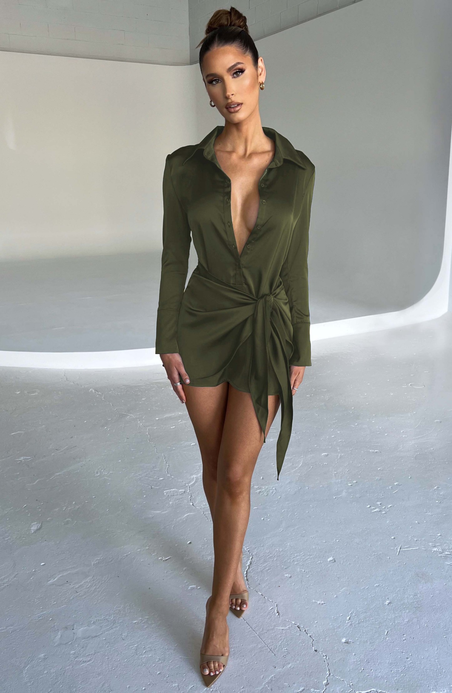 Gianna Mini Dress - Khaki-My Top Dress.All Rights Reserved