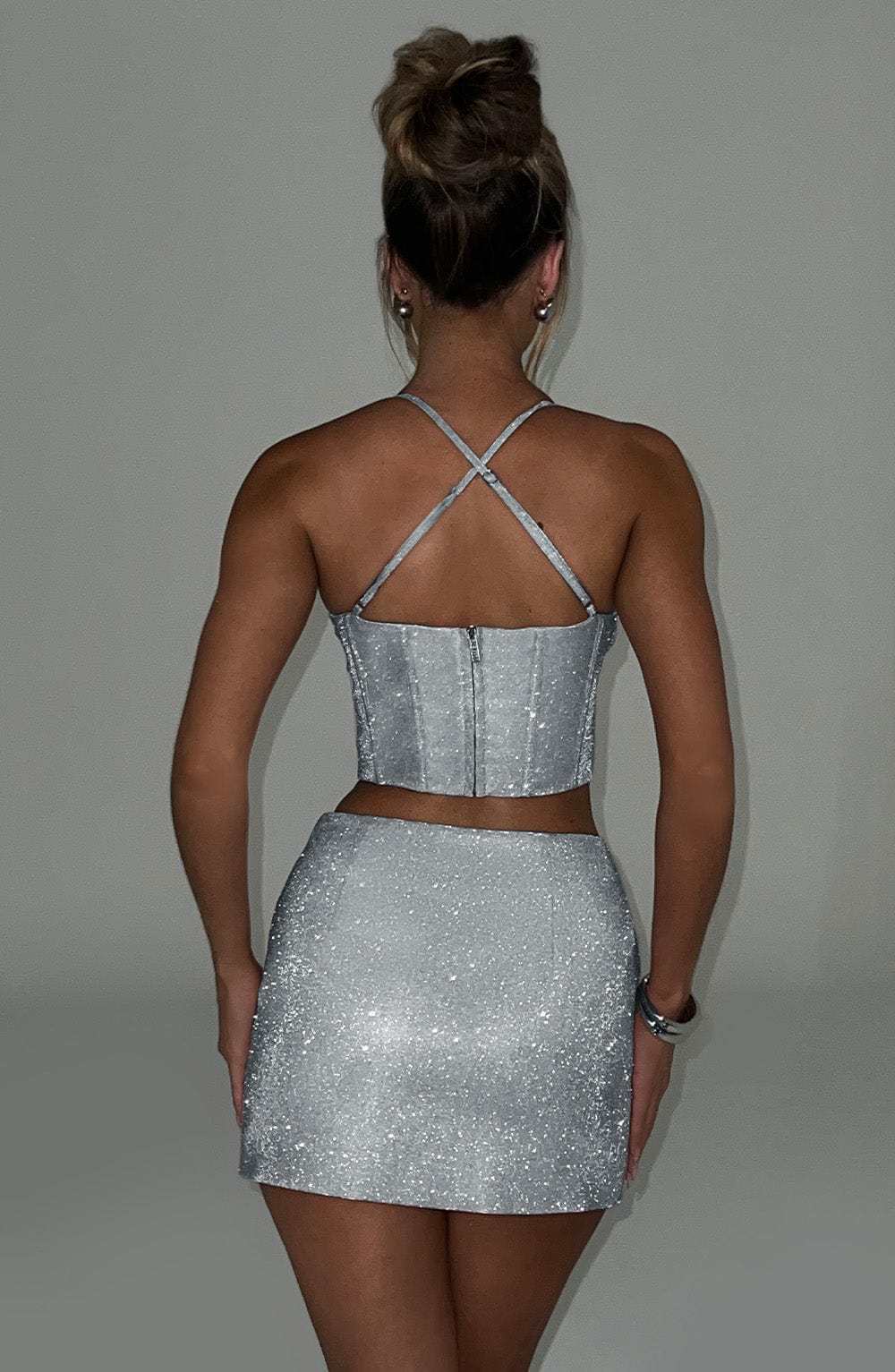 Glacia Mini Skirt - Silver Sparkle-My Top Dress.All Rights Reserved