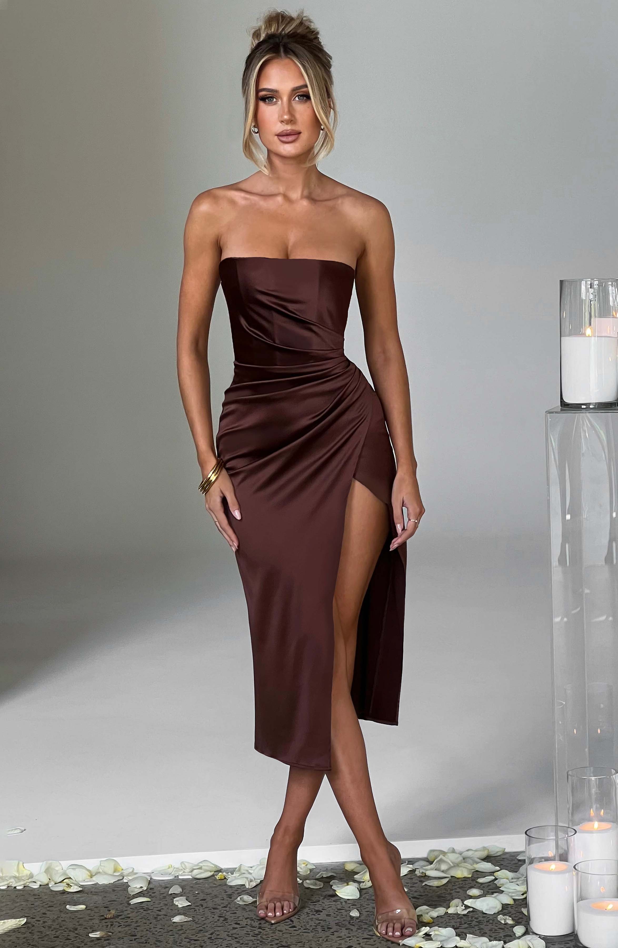 Inez Midi Dress - Chocolate-My Top Dress.All Rights Reserved