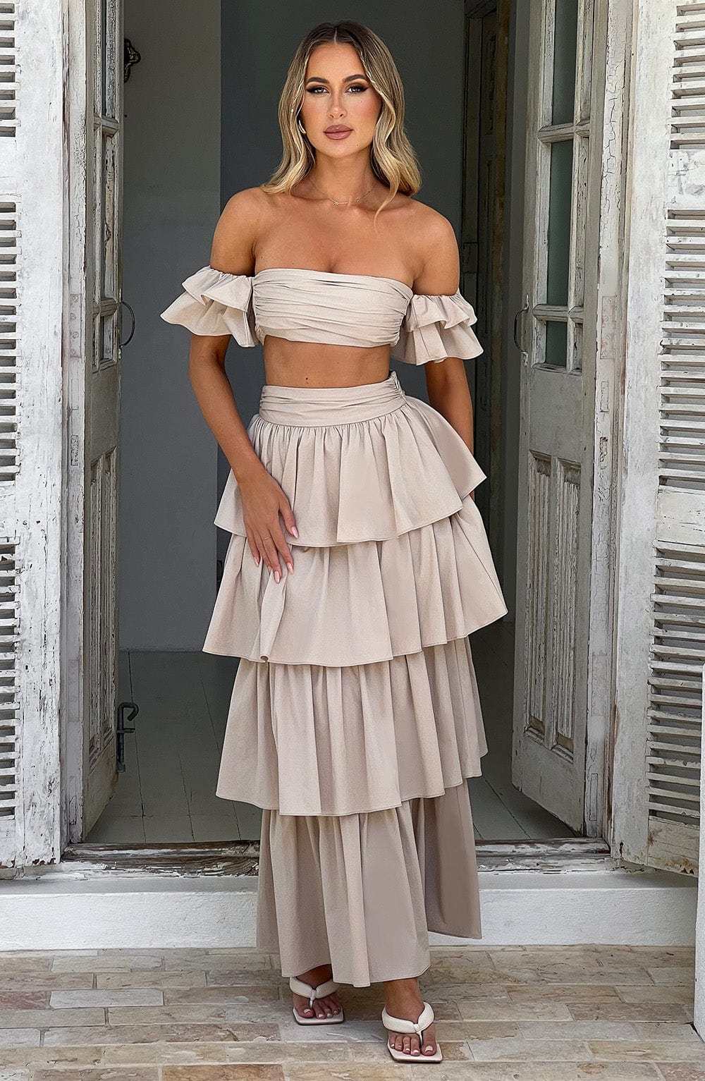 Joy Maxi Skirt - Beige-My Top Dress.All Rights Reserved