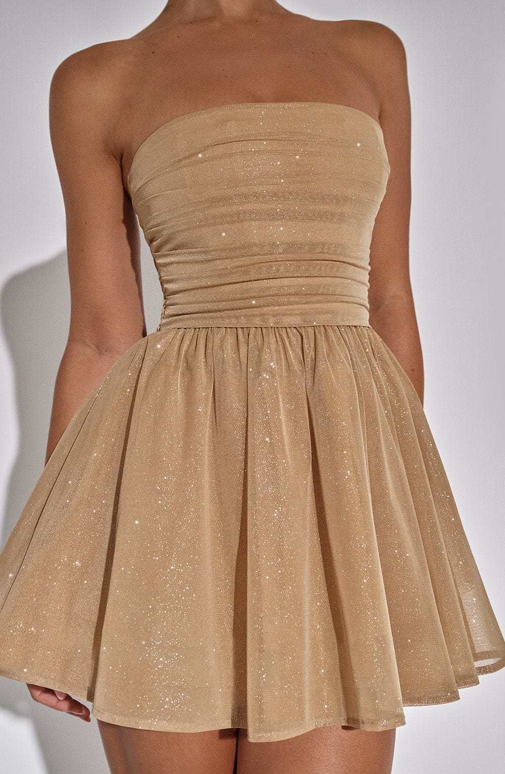 Katrina Mini Dress - Gold Sparkle-My Top Dress.All Rights Reserved