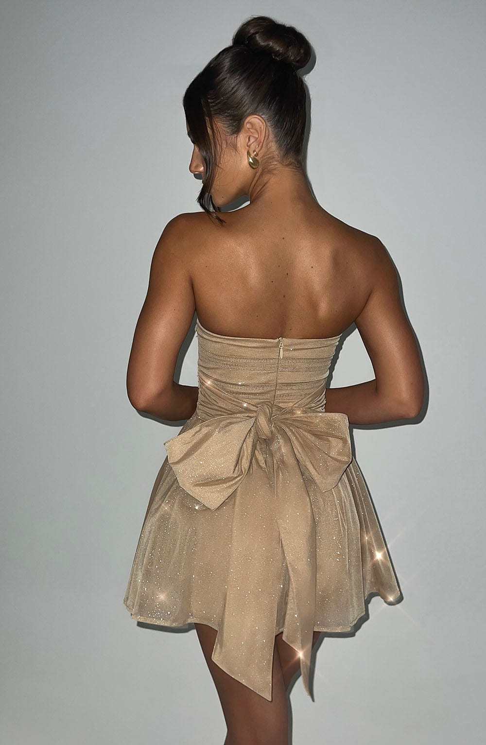 Katrina Mini Dress - Gold Sparkle-My Top Dress.All Rights Reserved