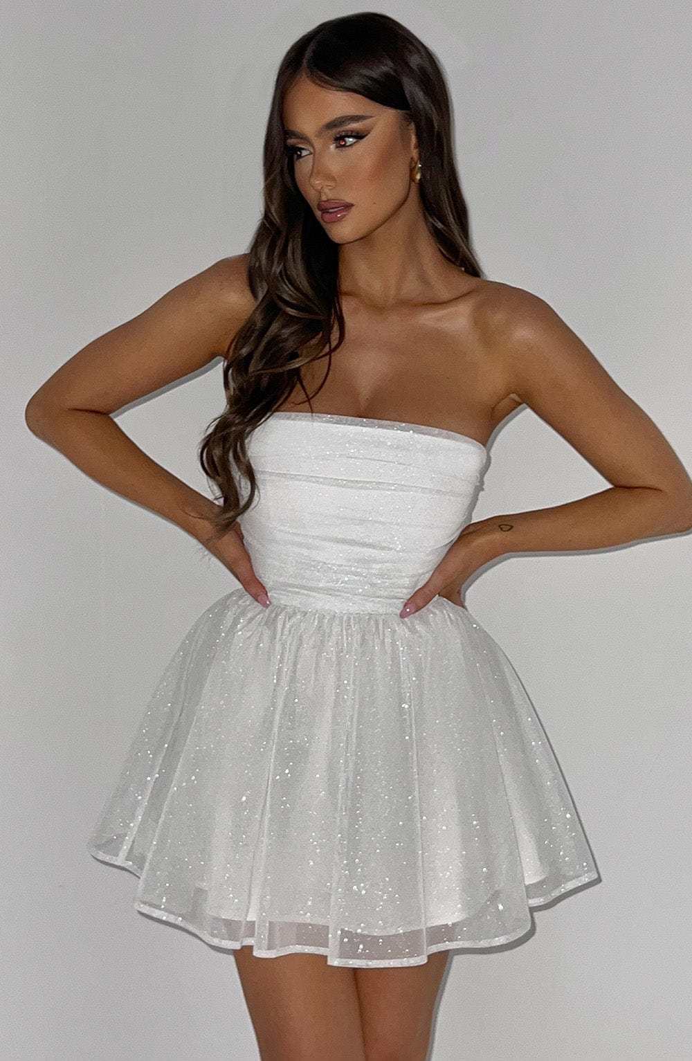 Katrina Mini Dress - Ivory Sparkle-My Top Dress.All Rights Reserved