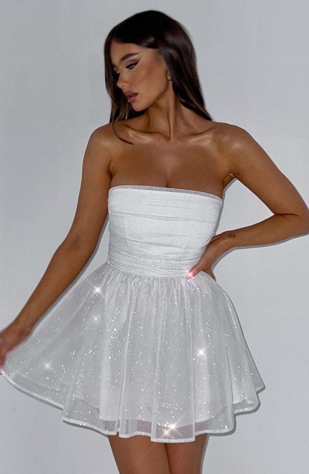 Katrina Mini Dress - Ivory Sparkle-My Top Dress.All Rights Reserved