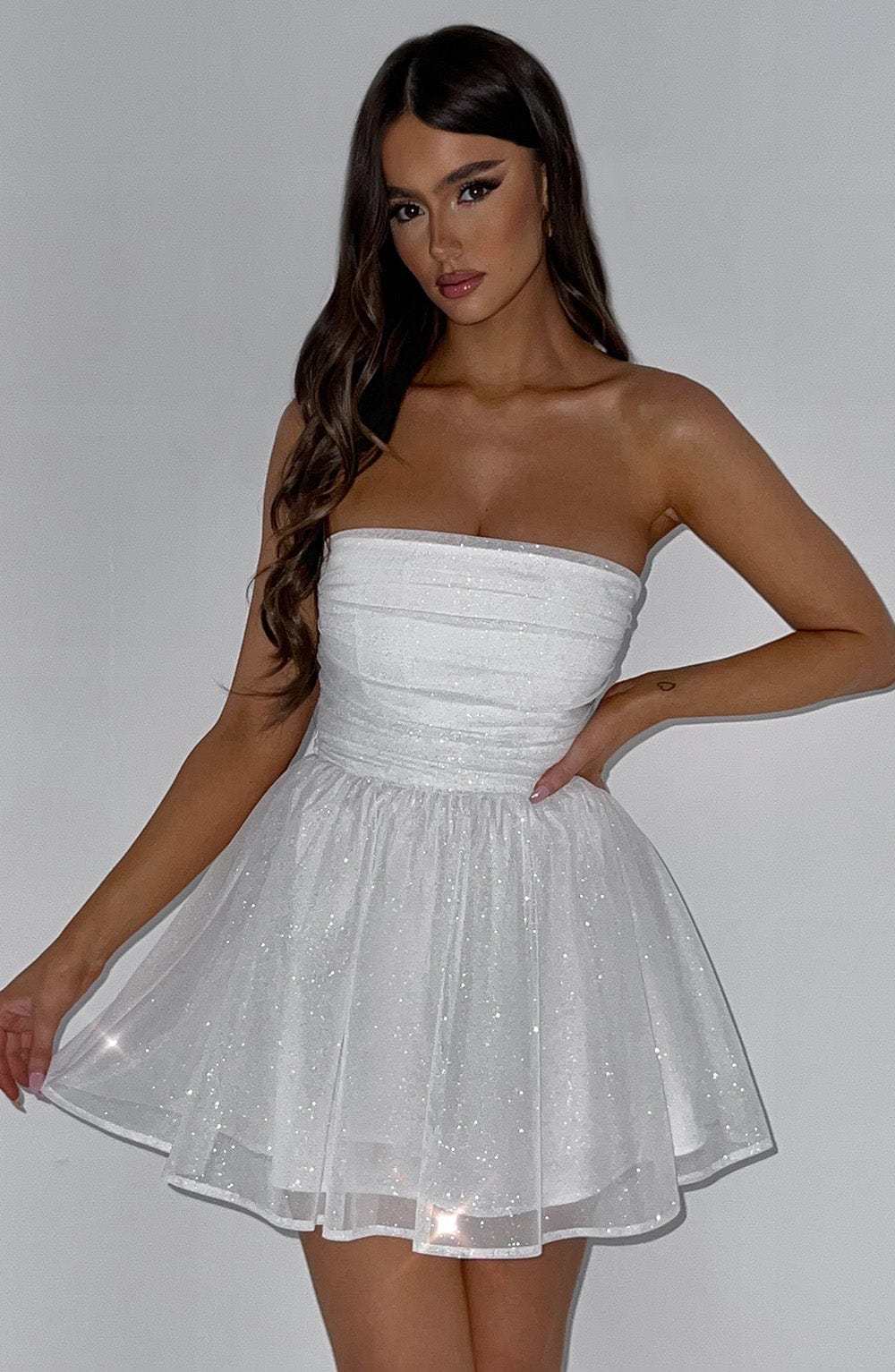 Katrina Mini Dress - Ivory Sparkle-My Top Dress.All Rights Reserved