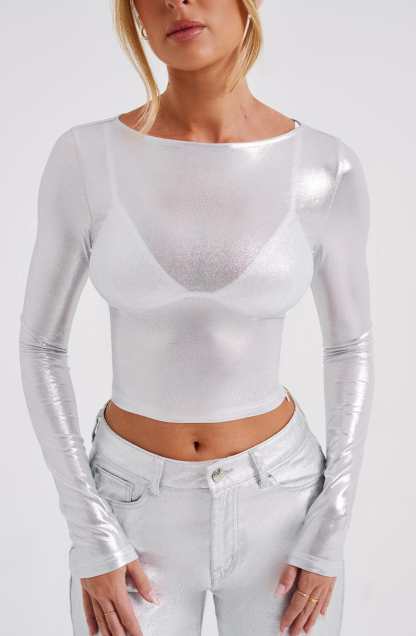 Kyranni Top - Silver-My Top Dress.All Rights Reserved
