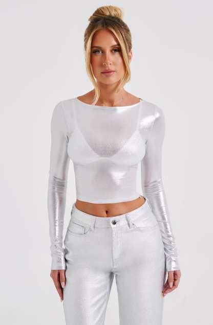 Kyranni Top - Silver-My Top Dress.All Rights Reserved