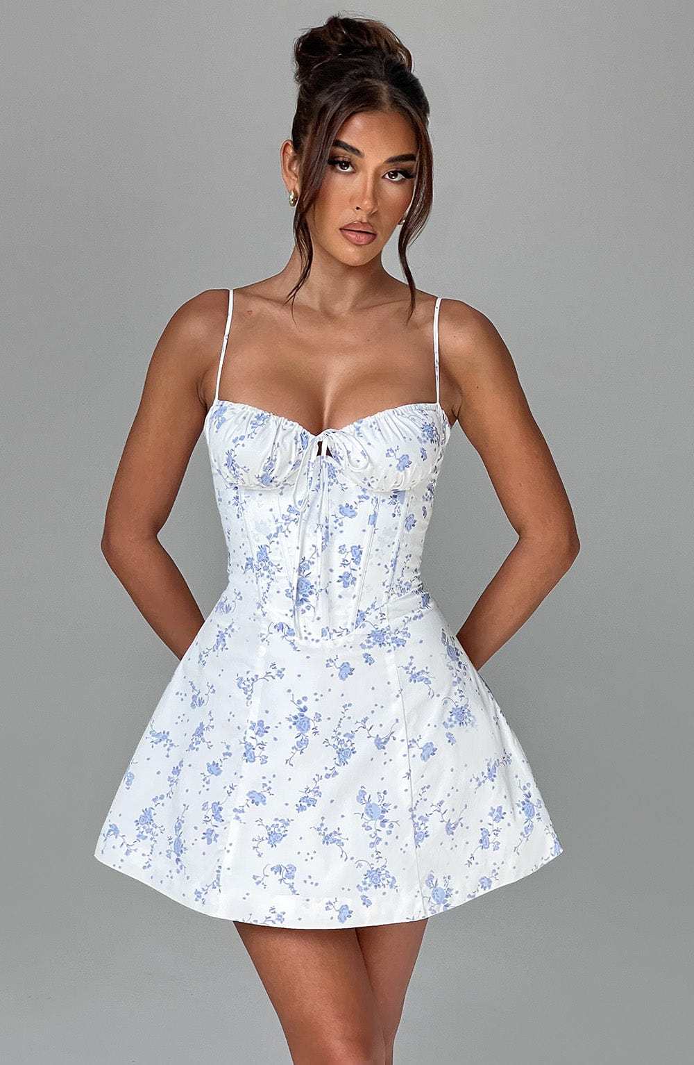 Lacey Mini Dress - Blue Ditsy Print-My Top Dress.All Rights Reserved