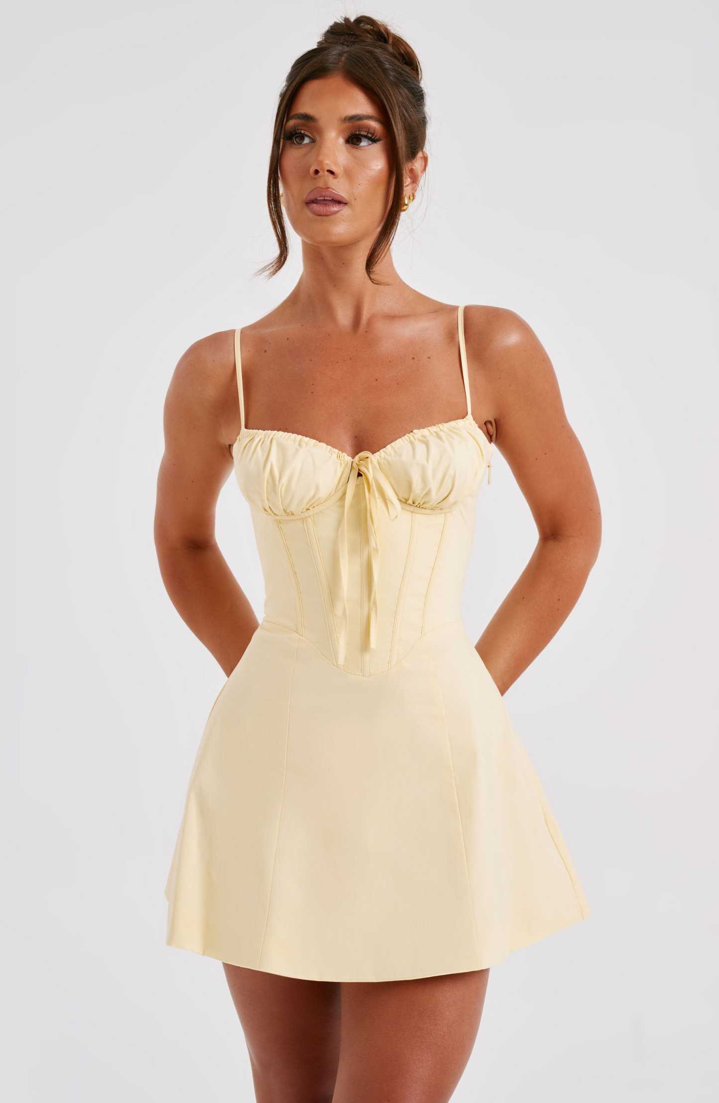 Lacey Mini Dress - Lemon-My Top Dress.All Rights Reserved