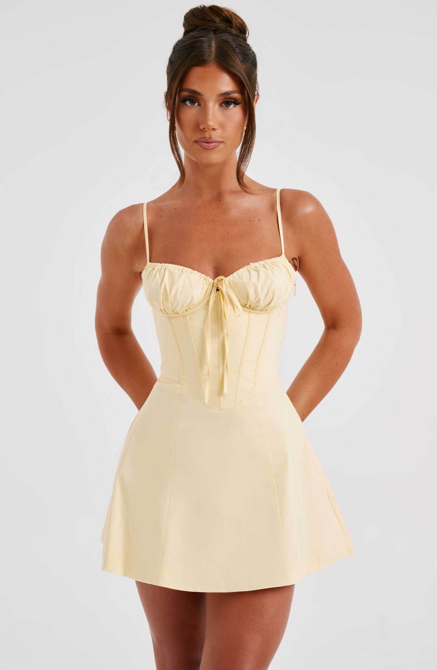 Lacey Mini Dress - Lemon-My Top Dress.All Rights Reserved