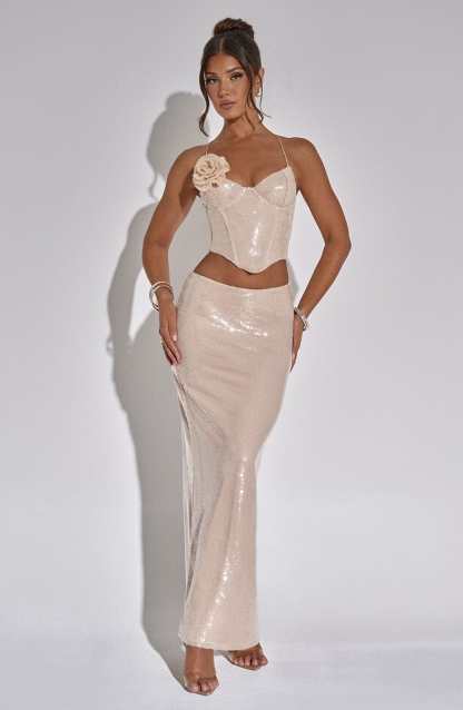 Larisa Maxi Skirt - Nude-My Top Dress.All Rights Reserved