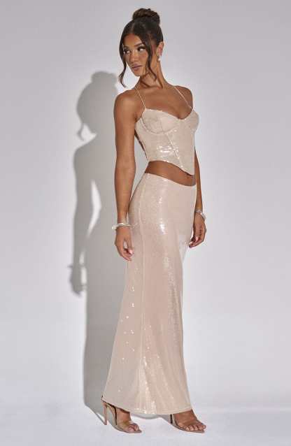 Larisa Maxi Skirt - Nude-My Top Dress.All Rights Reserved