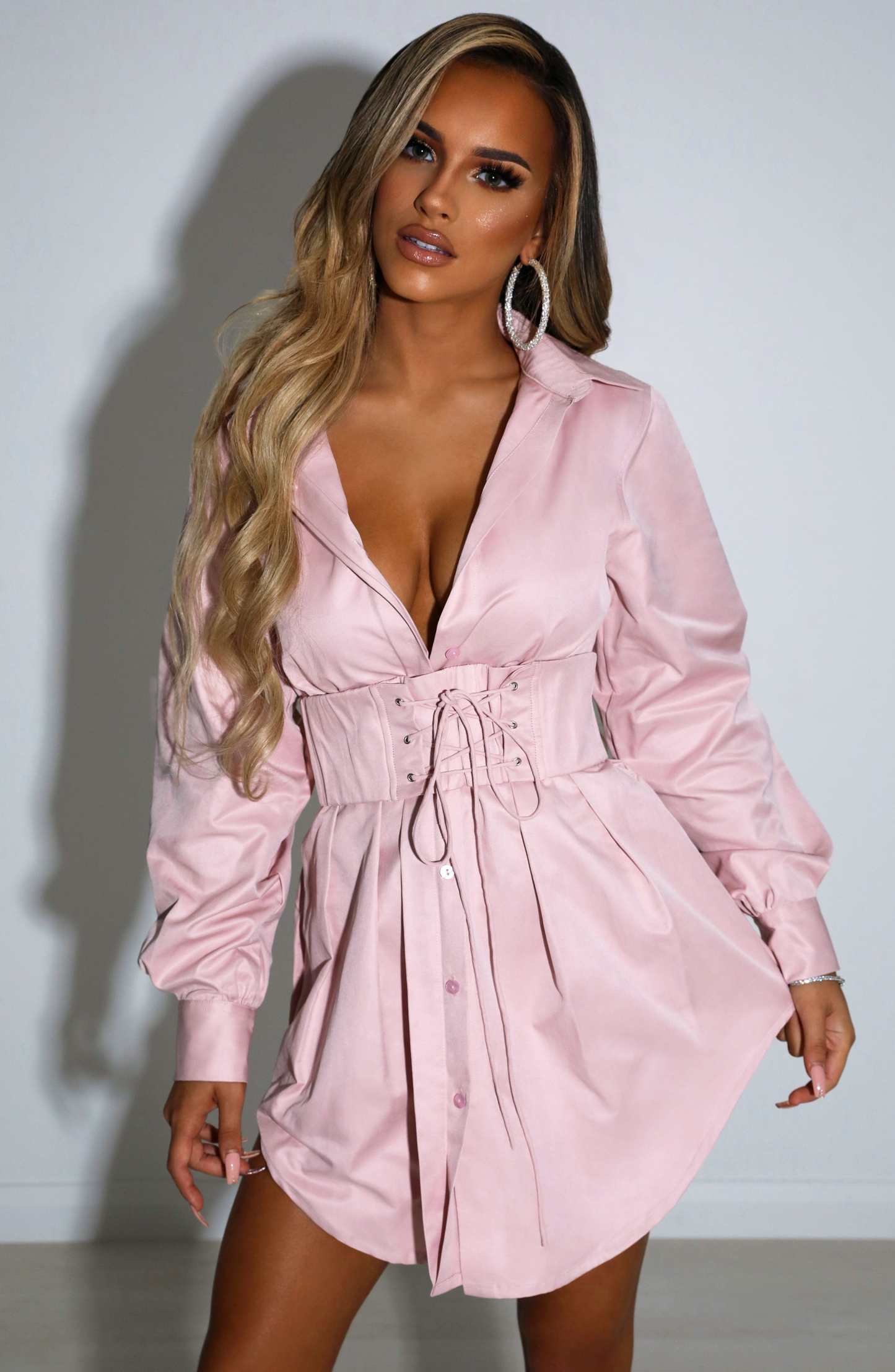 Lenette Shirt Dress - Dusty Pink-My Top Dress.All Rights Reserved