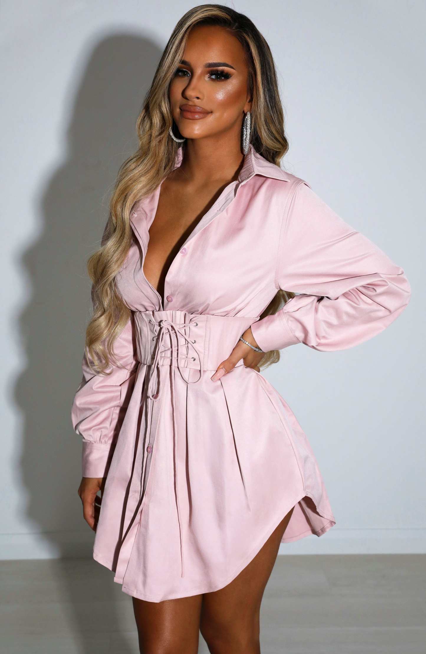 Lenette Shirt Dress - Dusty Pink-My Top Dress.All Rights Reserved