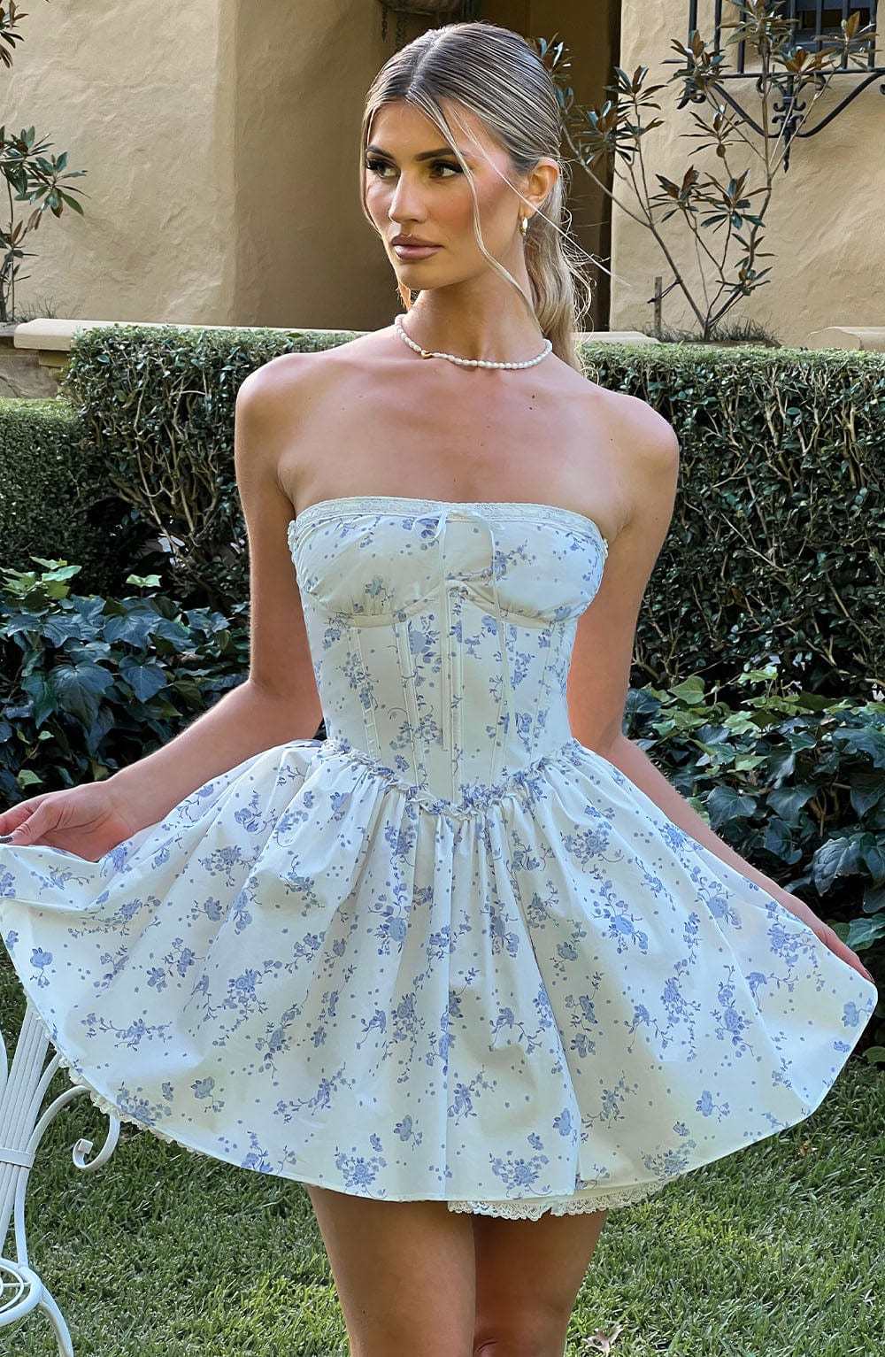 Maeve Mini Dress - Blue Ditsy Print-My Top Dress.All Rights Reserved