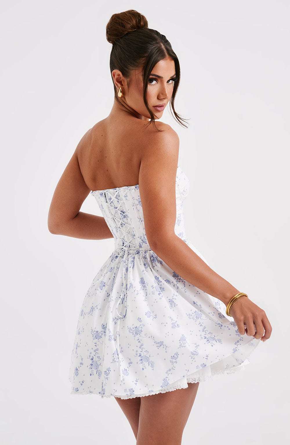 Maeve Mini Dress - Blue Ditsy Print-My Top Dress.All Rights Reserved