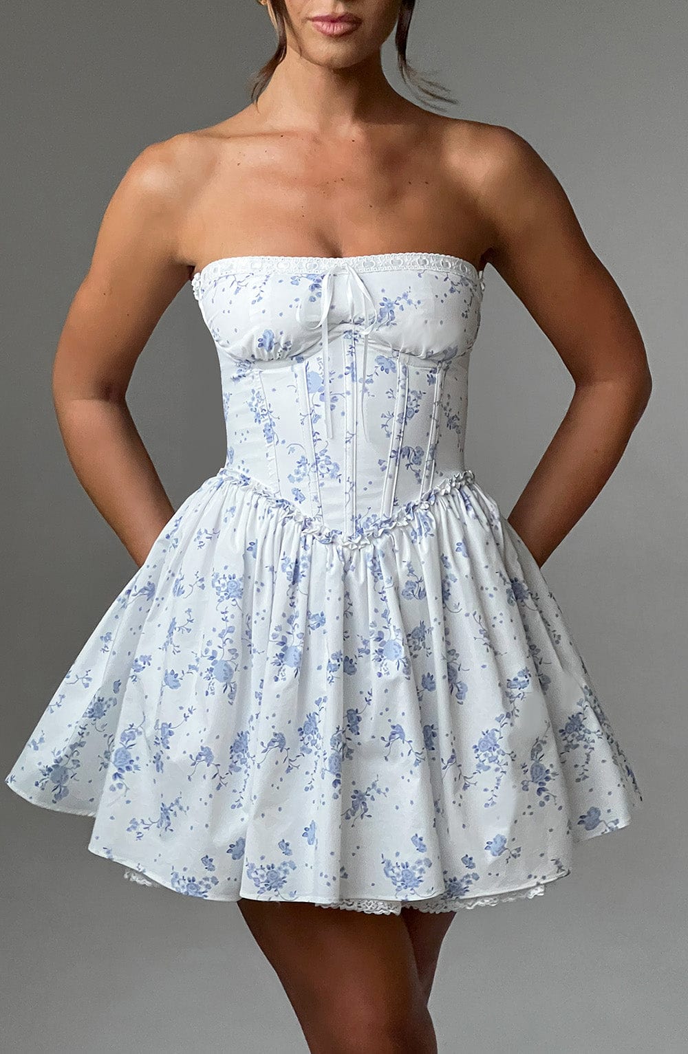 Maeve Mini Dress - Blue Ditsy Print-My Top Dress.All Rights Reserved