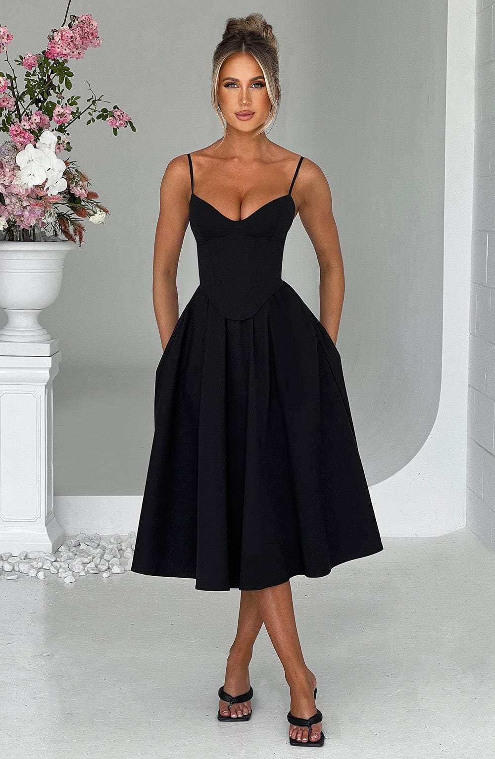Mariella Midi Dress - Black-My Top Dress.All Rights Reserved