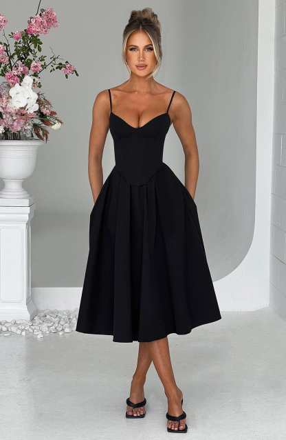 Mariella Midi Dress - Black-My Top Dress.All Rights Reserved