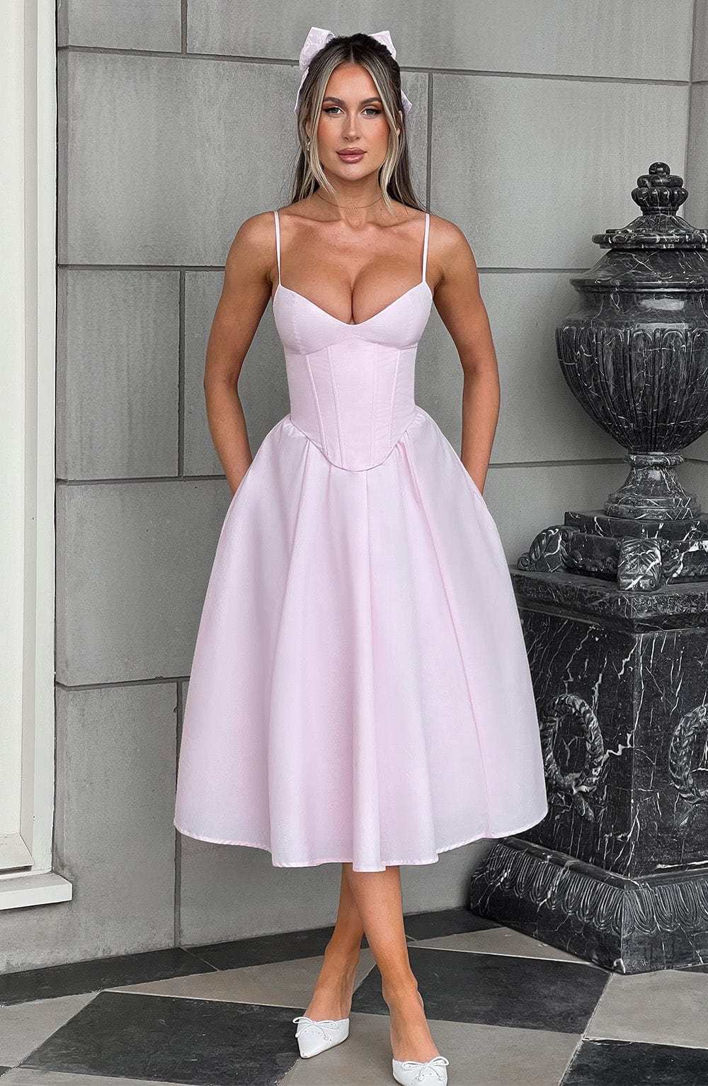 Mariella Midi Dress - Blush-My Top Dress.All Rights Reserved