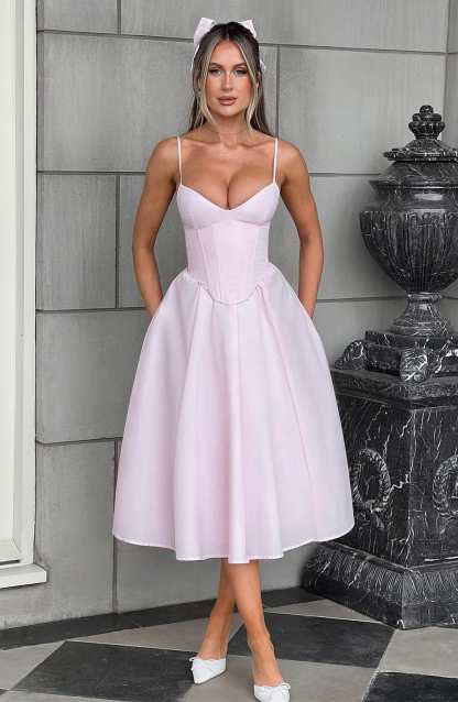 Mariella Midi Dress - Blush-My Top Dress.All Rights Reserved