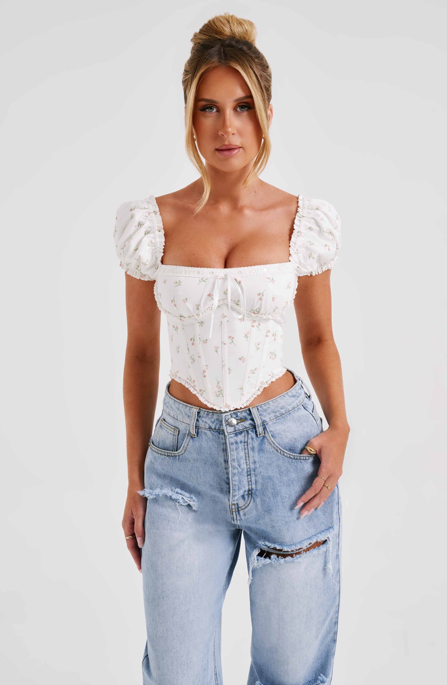 Matilda Corset - Blush Floral Print-My Top Dress.All Rights Reserved