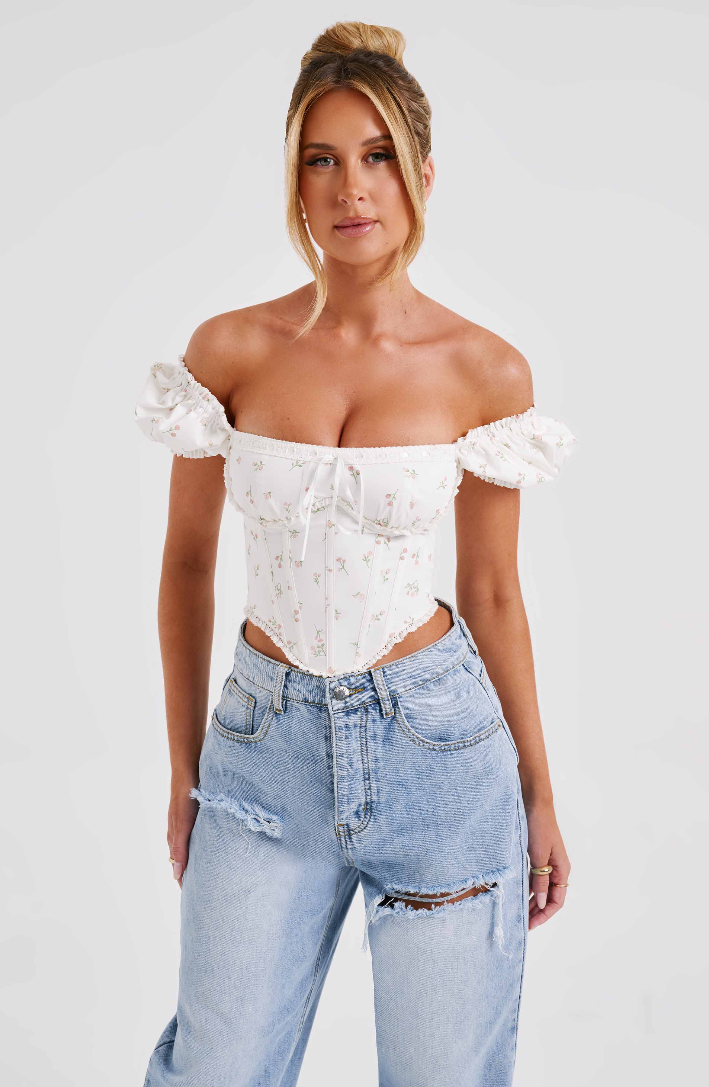Matilda Corset - Blush Floral Print-My Top Dress.All Rights Reserved