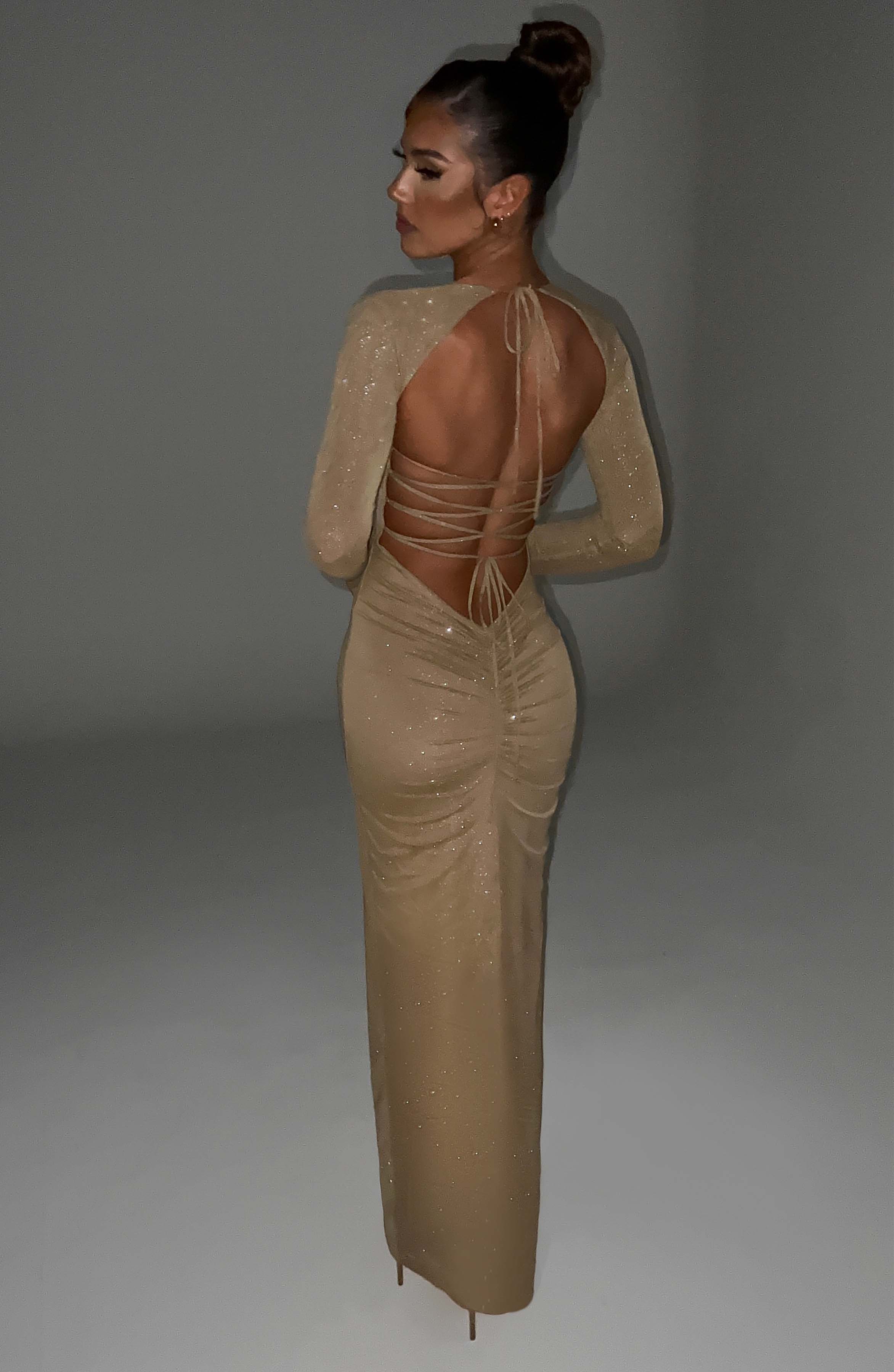 Nadia Maxi Dress - Gold Sparkle-My Top Dress.All Rights Reserved