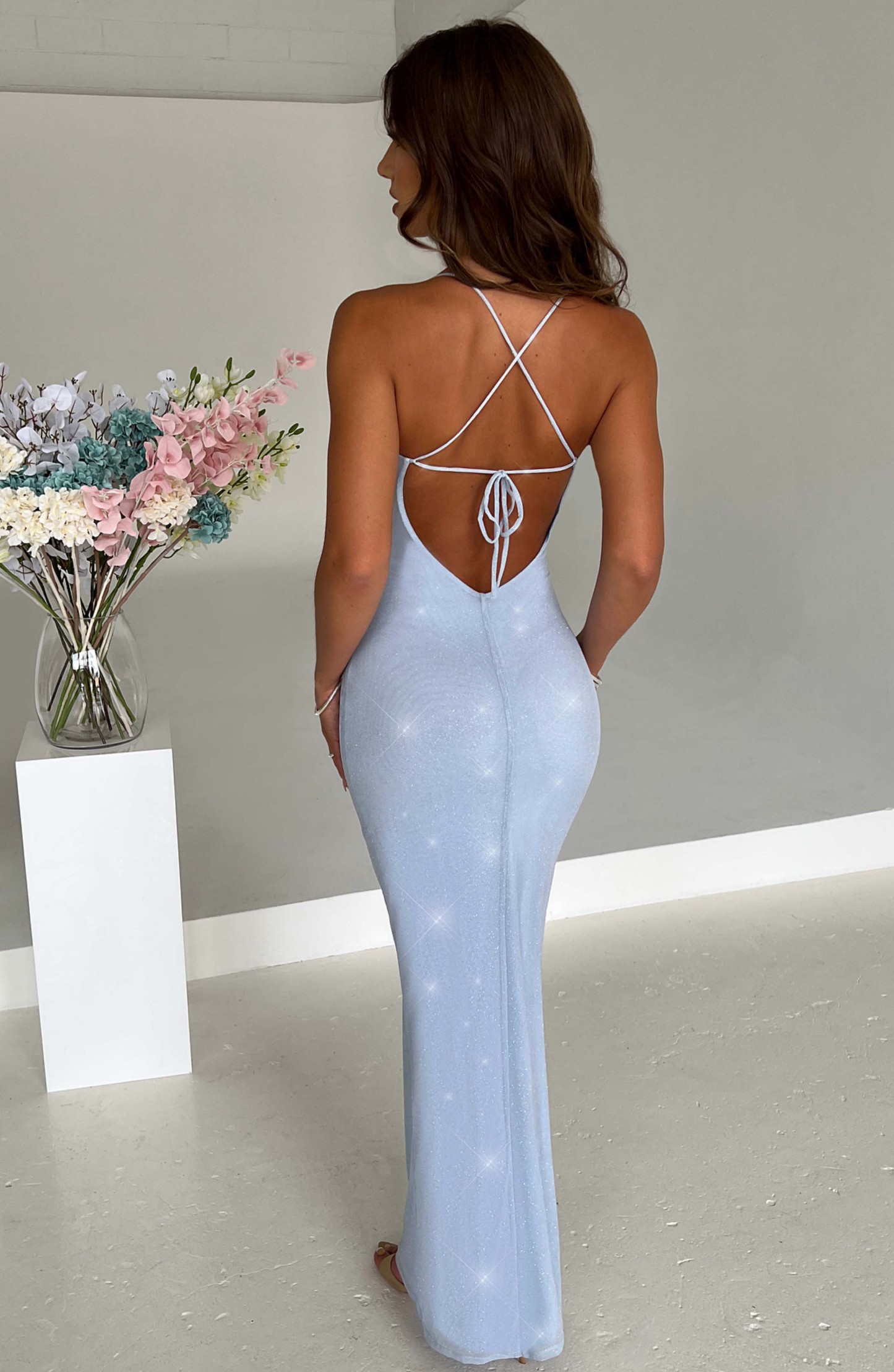 Nessa Maxi Dress - Baby Blue Sparkle-My Top Dress.All Rights Reserved