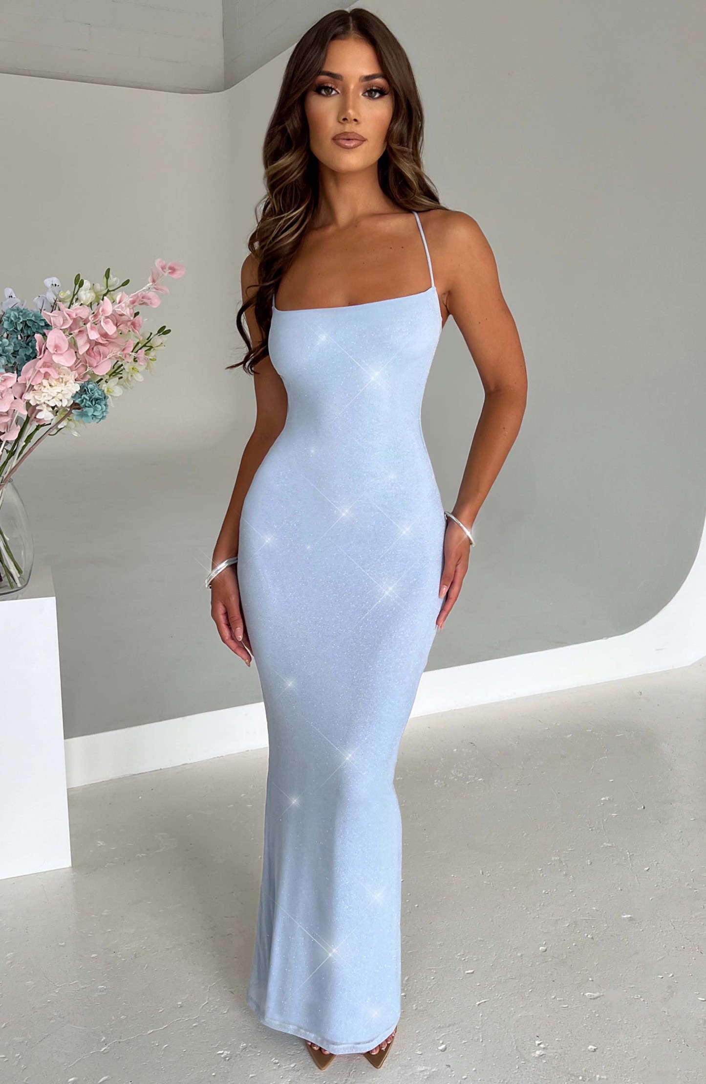 Nessa Maxi Dress - Baby Blue Sparkle-My Top Dress.All Rights Reserved